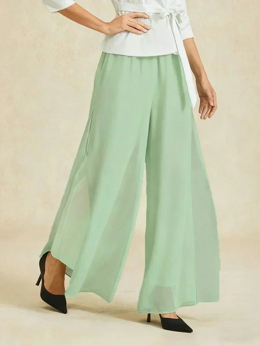 Pantalons à jambes droites avec une couche de chiffon découpée