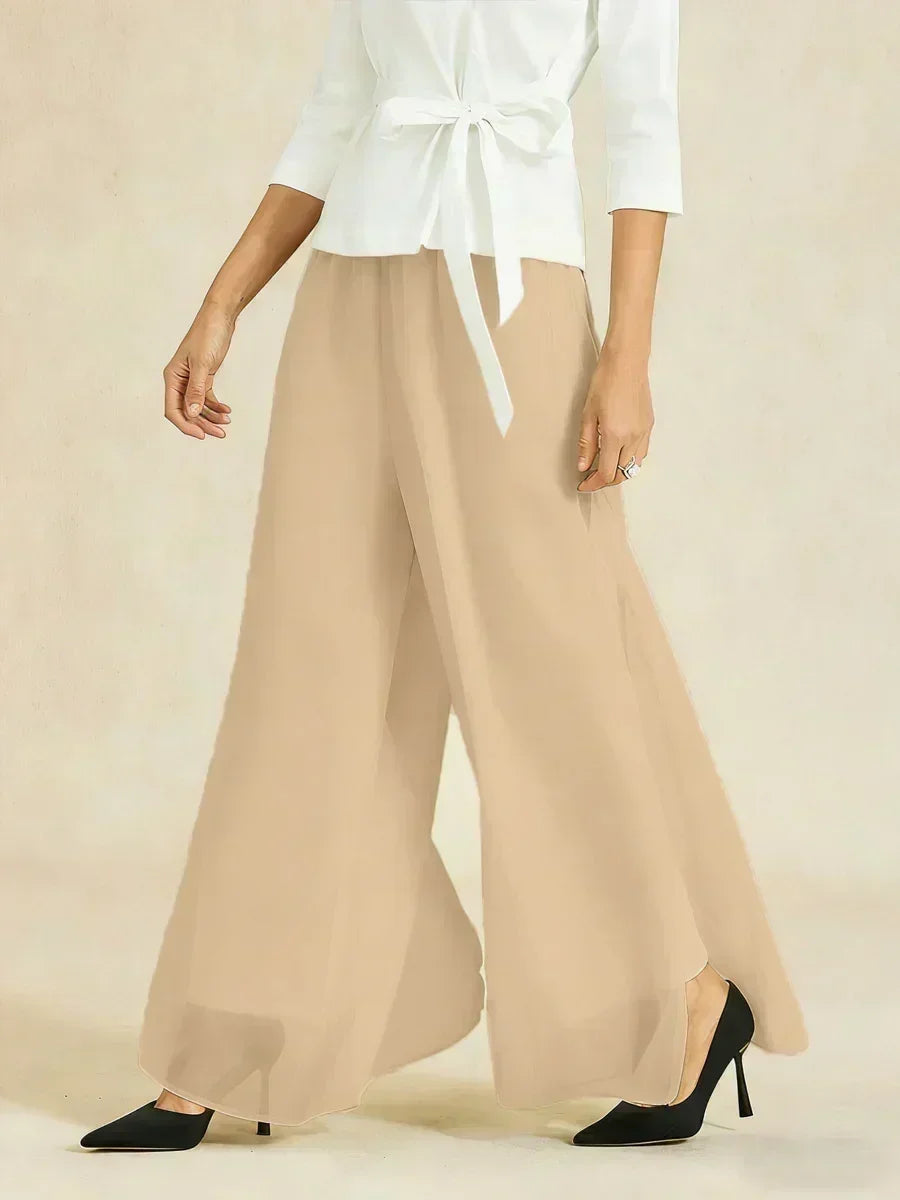 Pantalons droits avec une couche de chiffon fendue