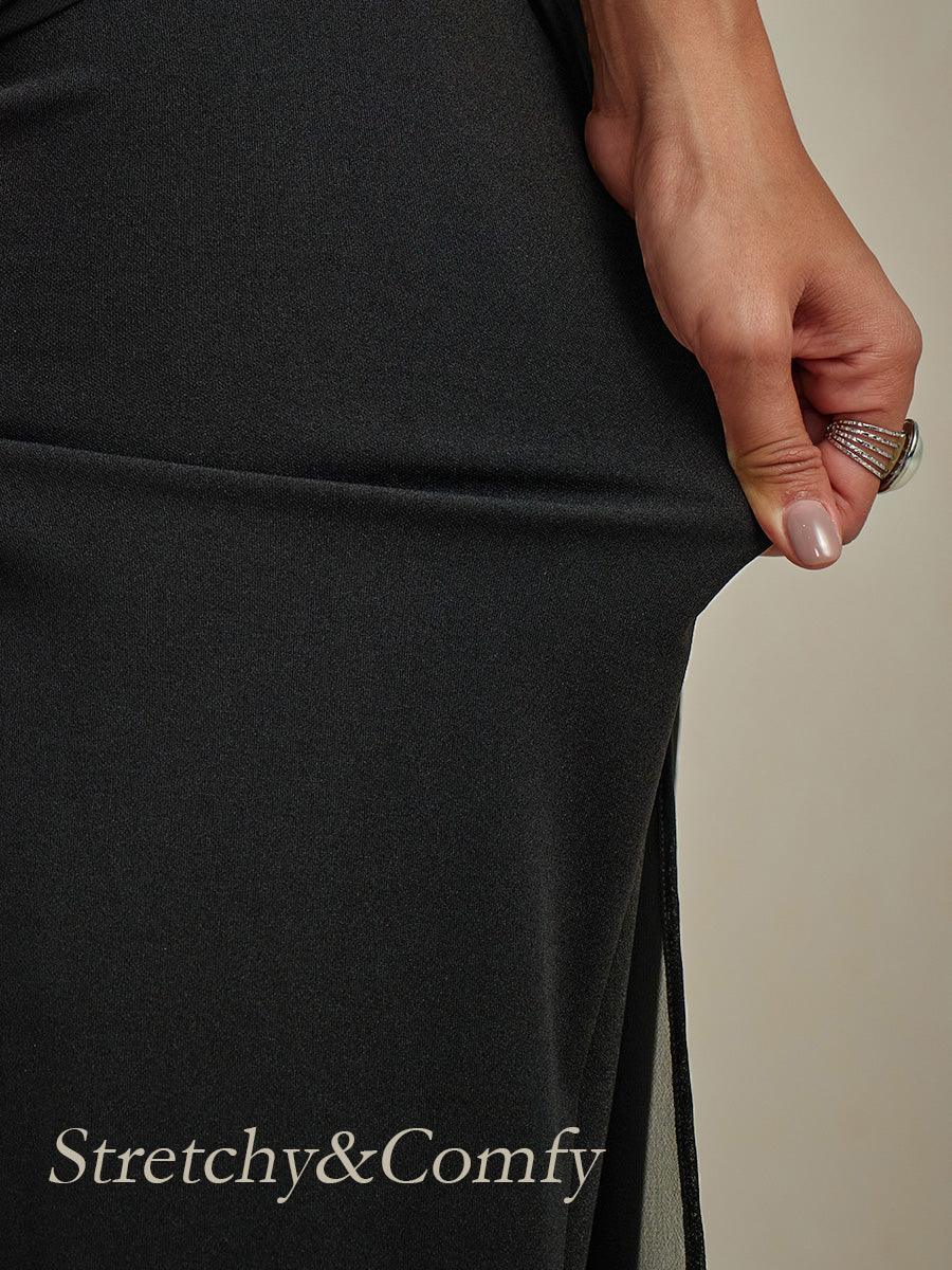 Pantalons à coupe droite avec une couche de chiffon
