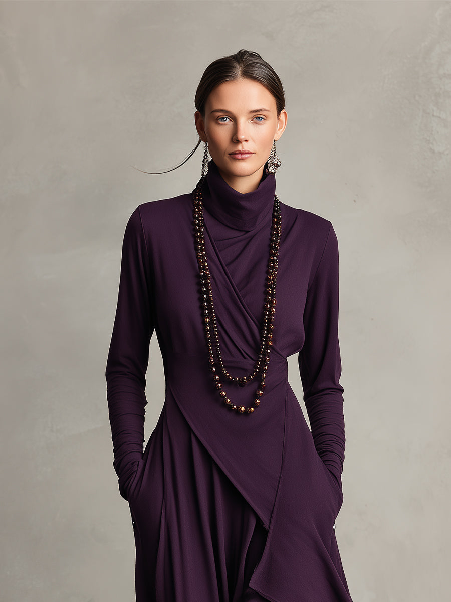Robe maxi asymétrique en blazer pour femmes en couleur violet