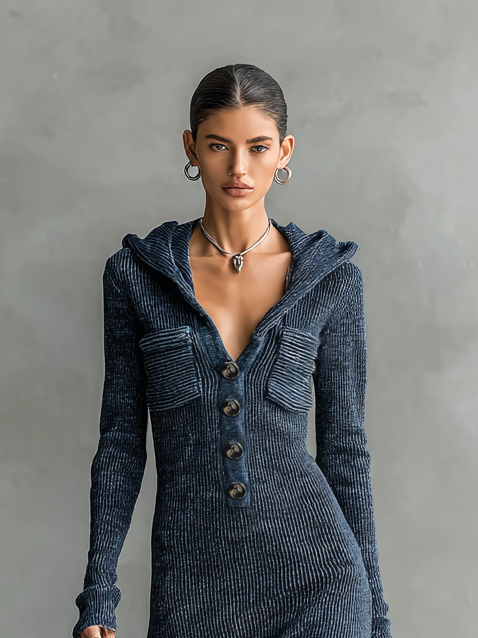 Robes maxi tricotées avec chapeau pour femmes MDA1451H6Y