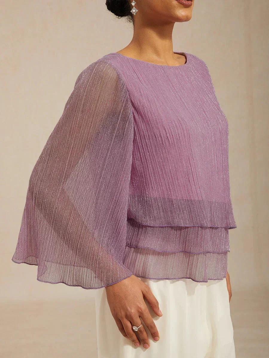 Chemise à couches asymétrique en chiffon froissé métallique