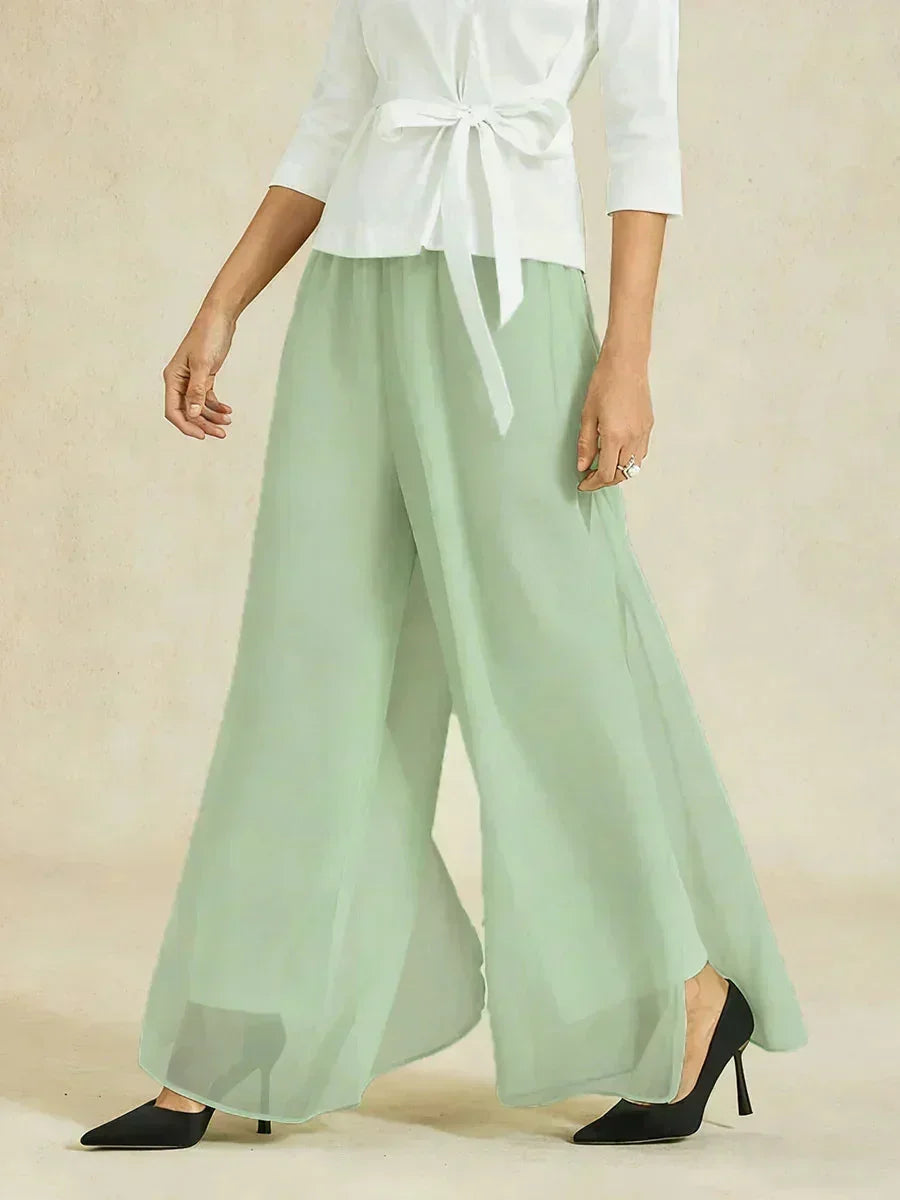 Pantalons droits avec une couche de chiffon