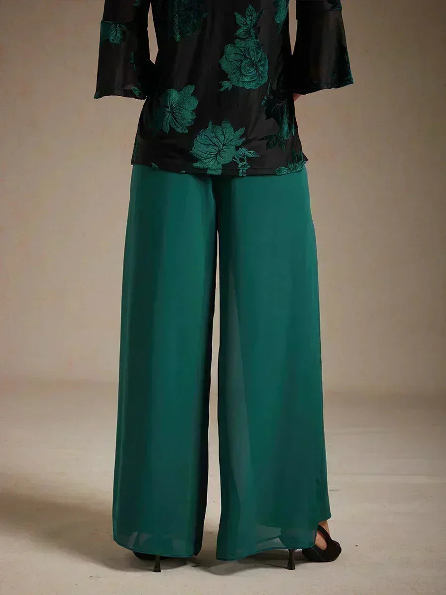 Pantalons droits avec une couche de chiffon