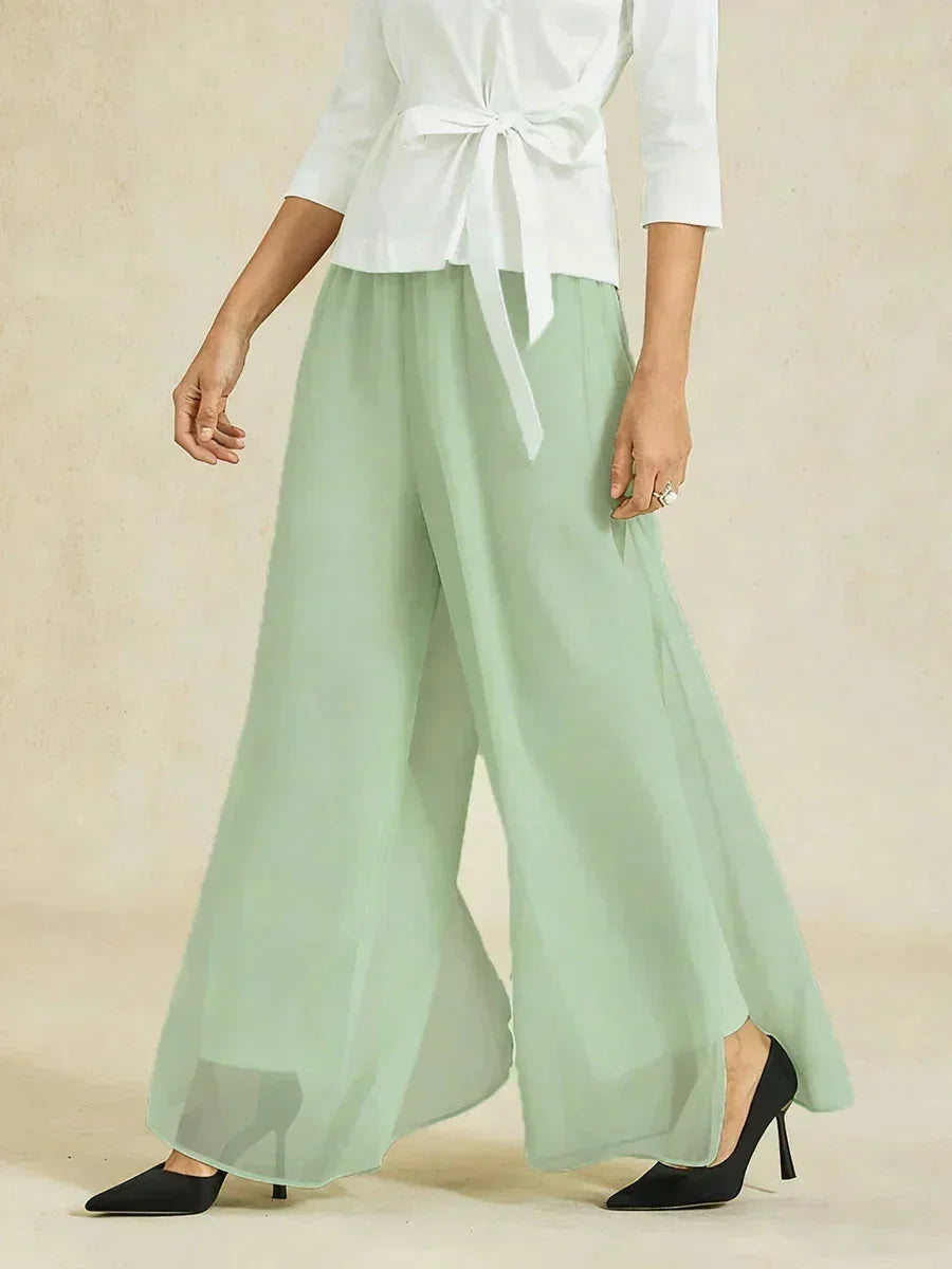 Pantalons droits avec une couche de chiffon