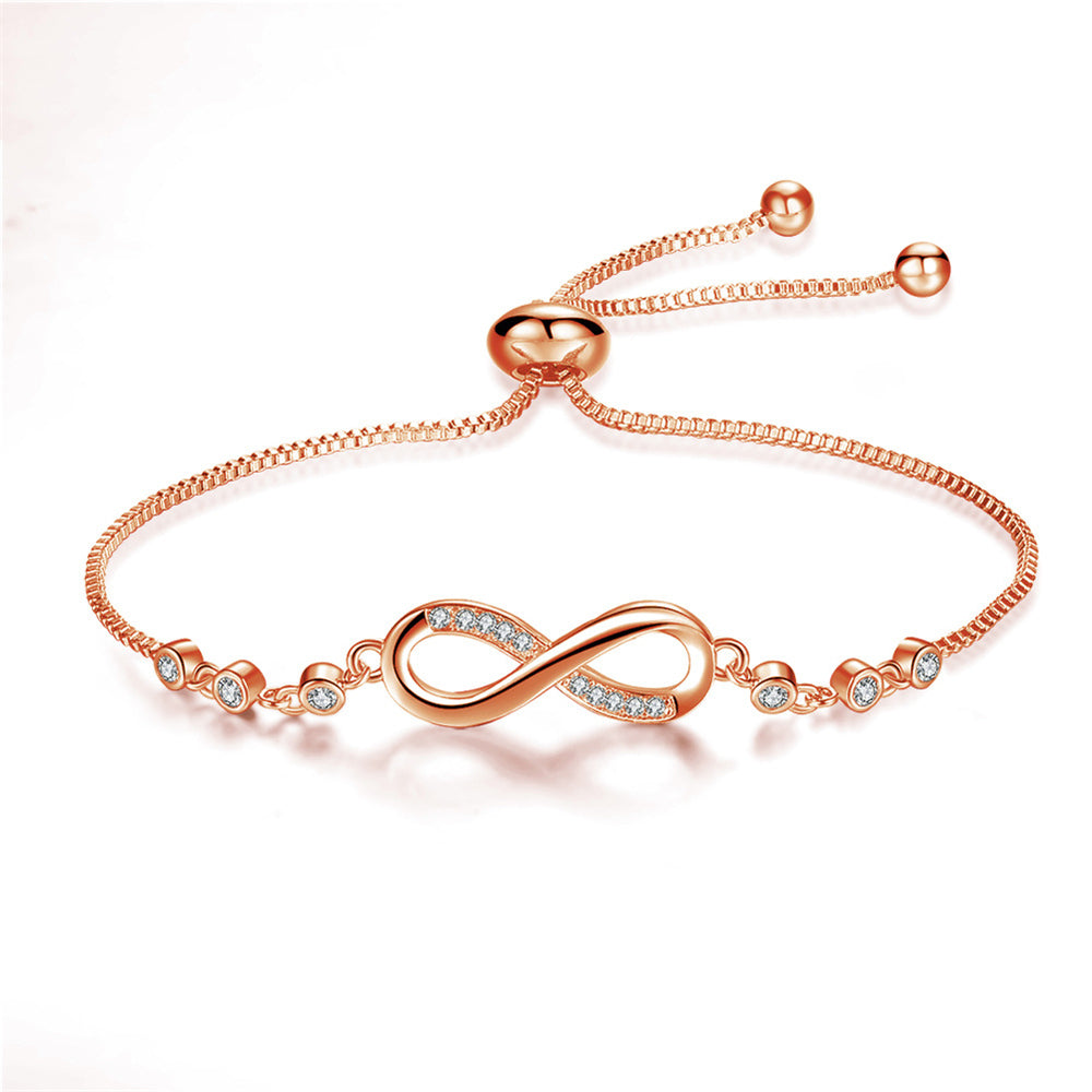 Bracelet ajustable élégant en or rose en forme d'infini
