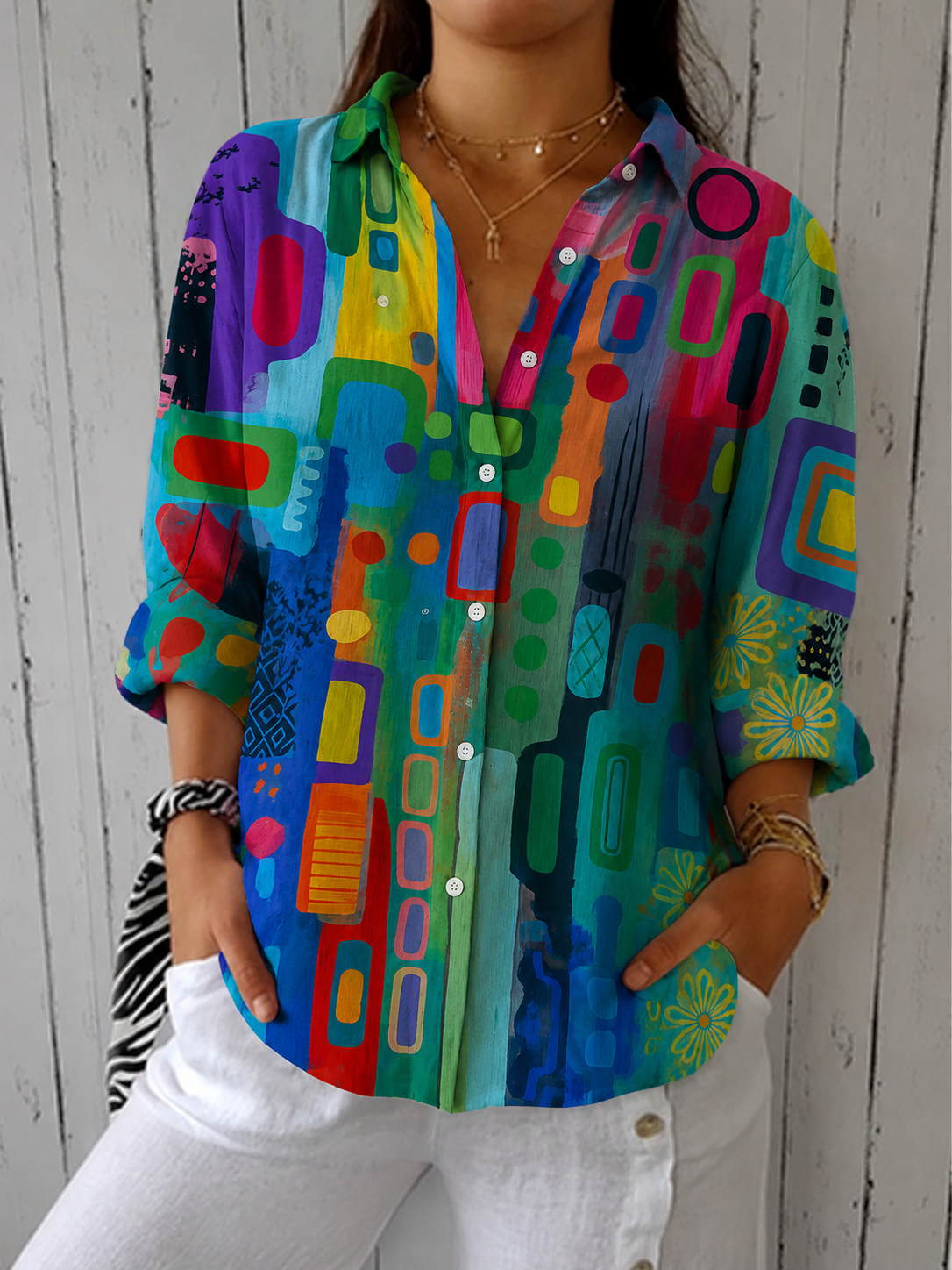 Catalina | Chemise à boutons artistique et vibrante