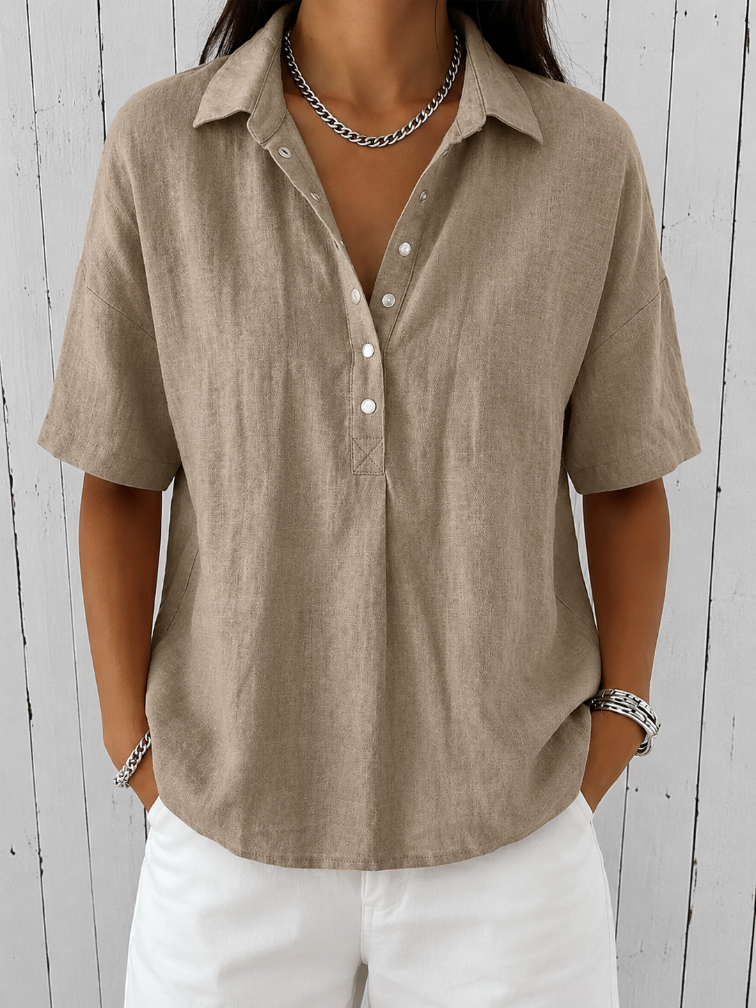 Blouse | Blouse en lin avec col et boutons