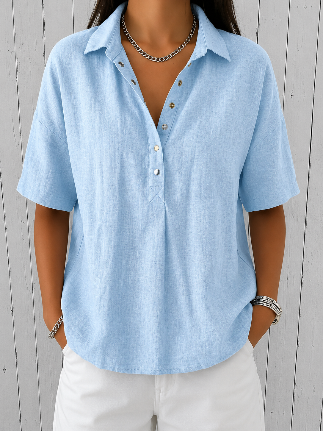 Blouse | Blouse en lin avec col et boutons