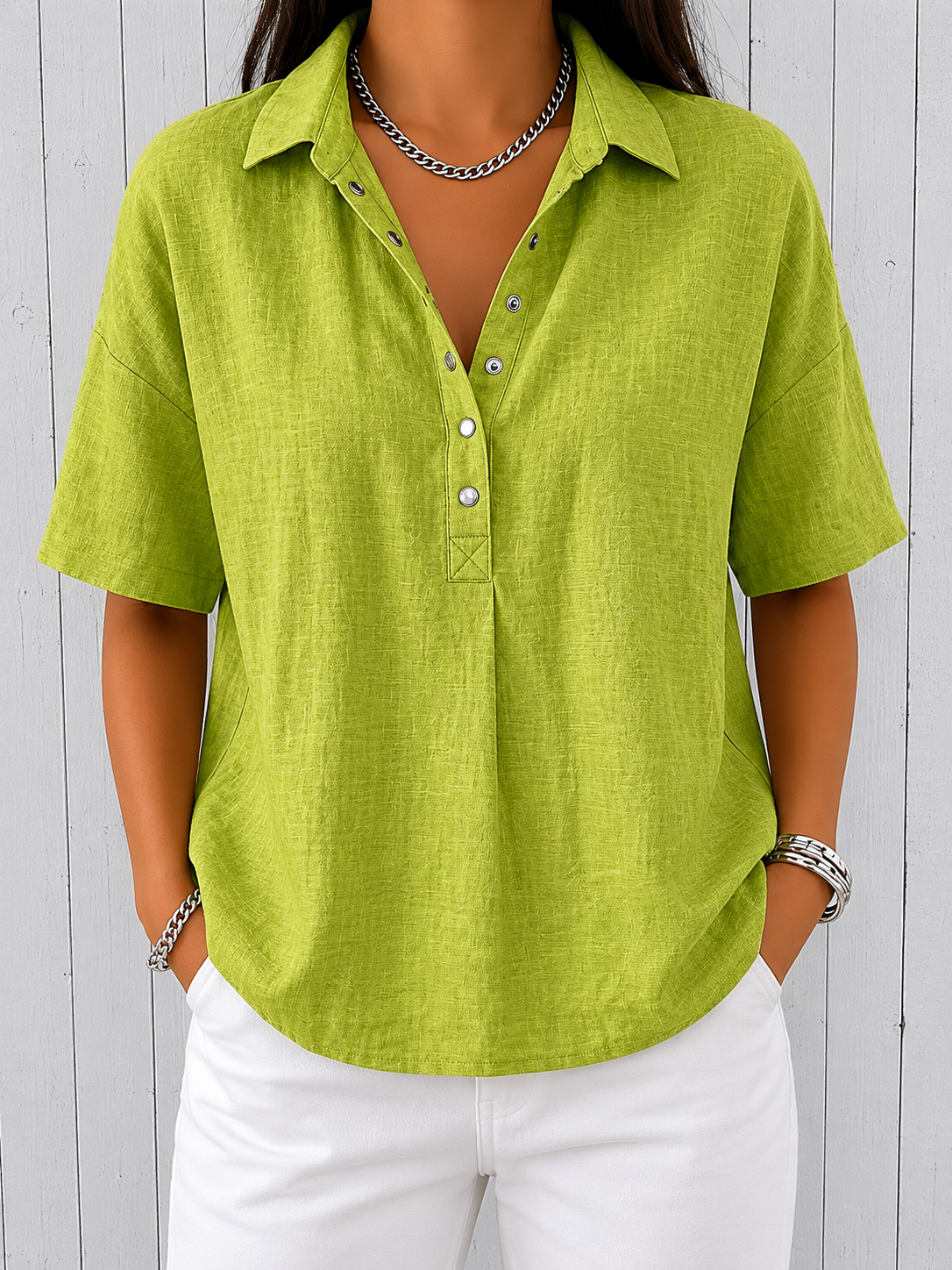 Blouse | Blouse en lin avec col et boutons