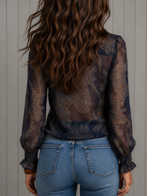 Alice | Chemise en chiffon avec broderie paisley baroque