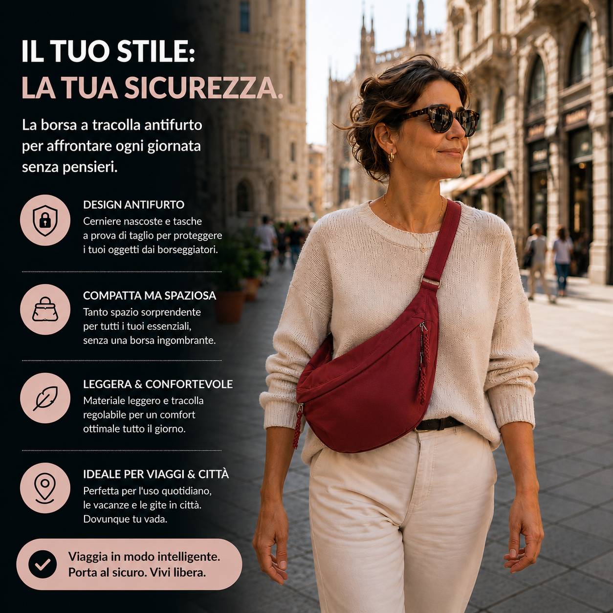 Rosa | Sac à Bandoulière Bordeaux
