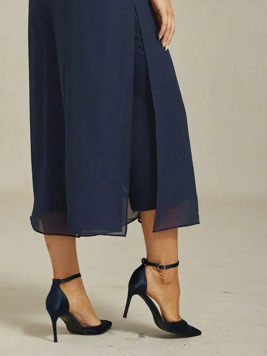 Pantalons droits courts avec une couche de chiffon