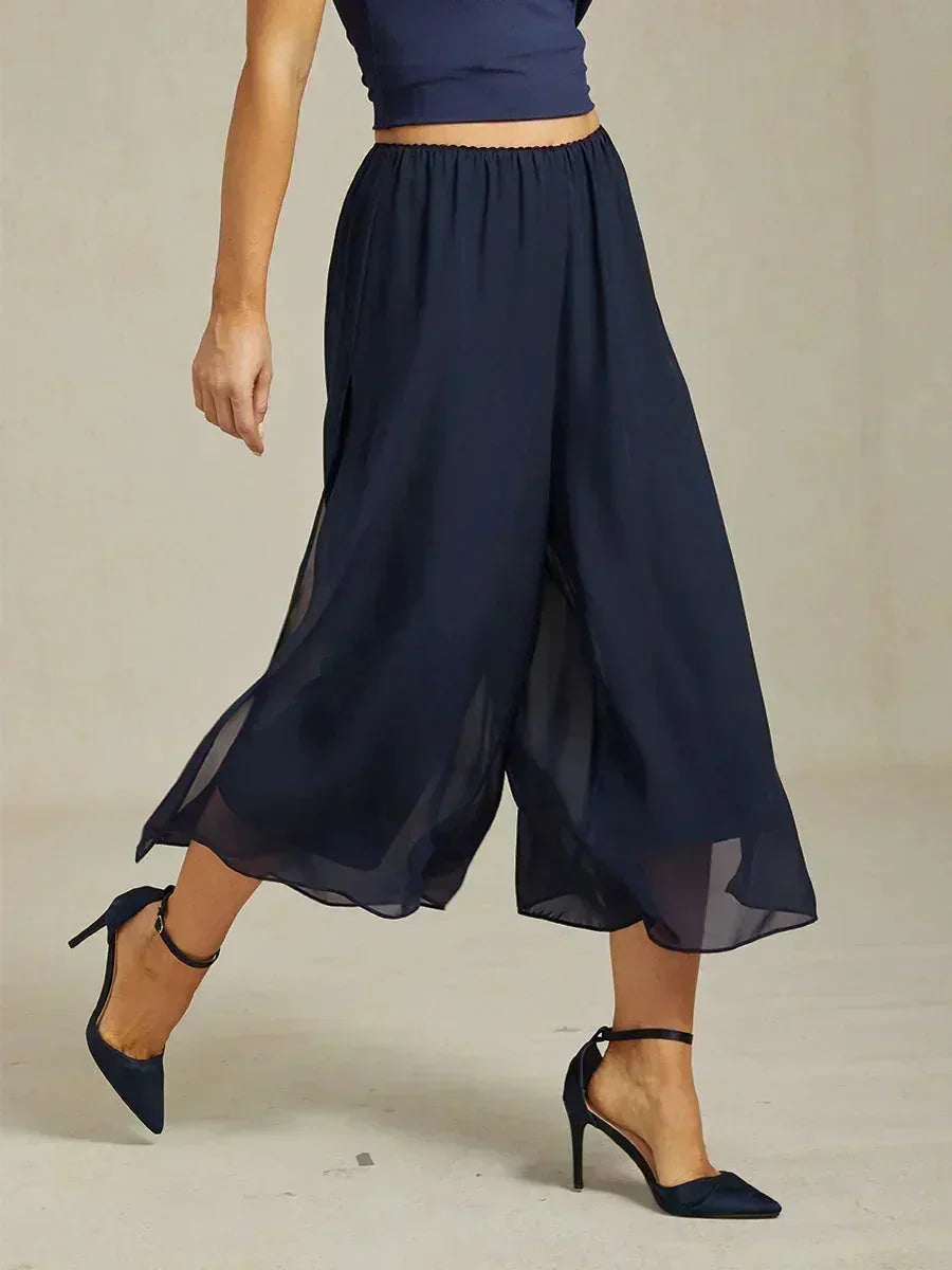 Pantalons droits courts avec une couche de chiffon