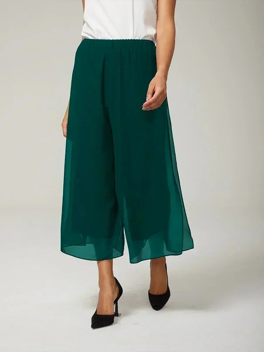 Pantalons droits courts avec une couche de chiffon