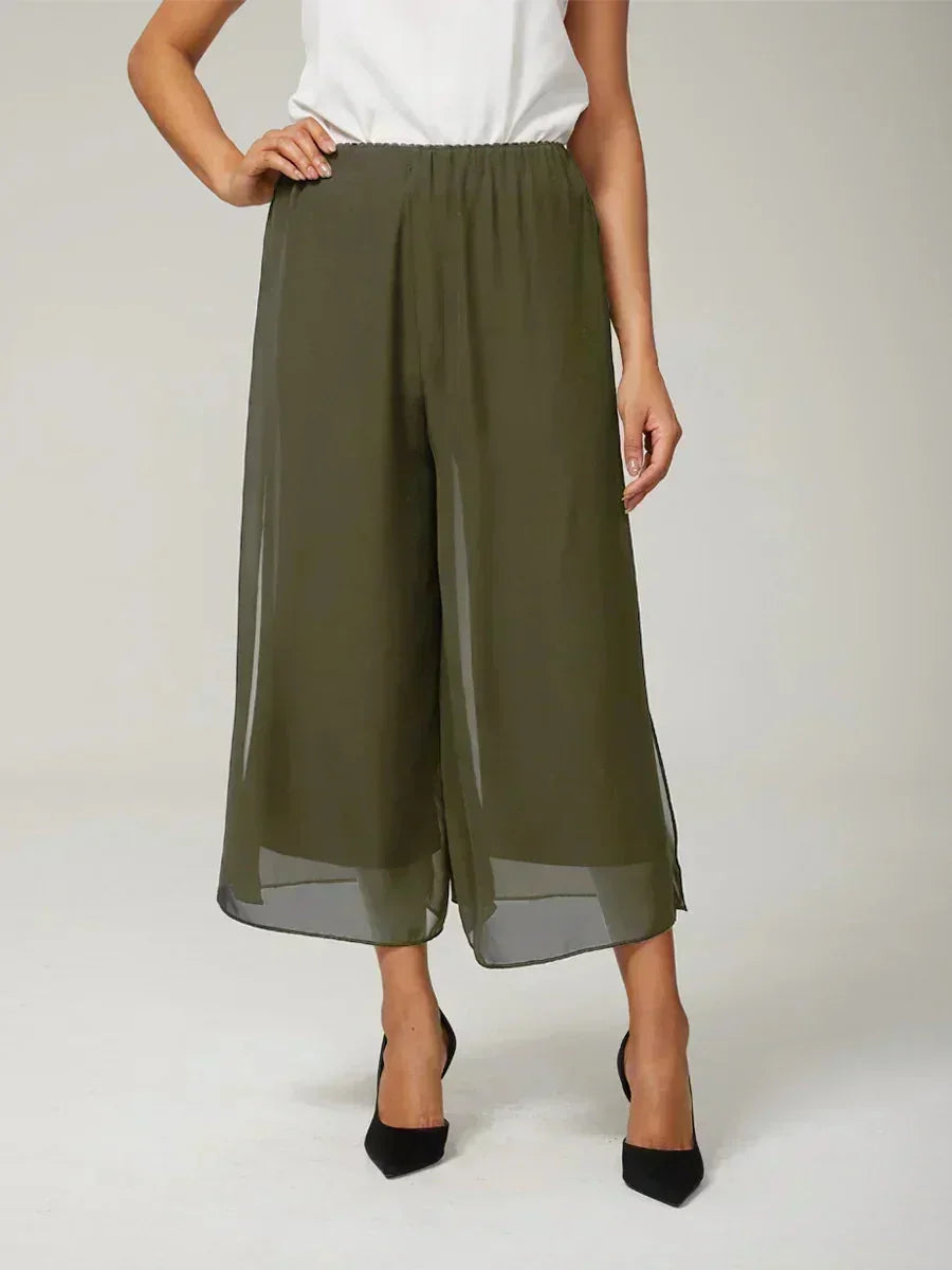Pantalons droits courts avec une couche de chiffon