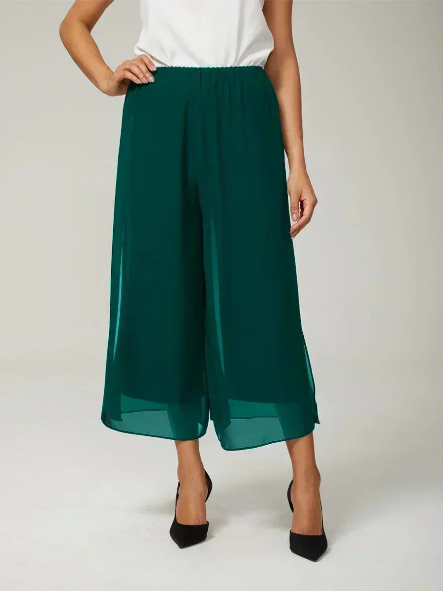 Pantalons droits courts avec une couche de chiffon