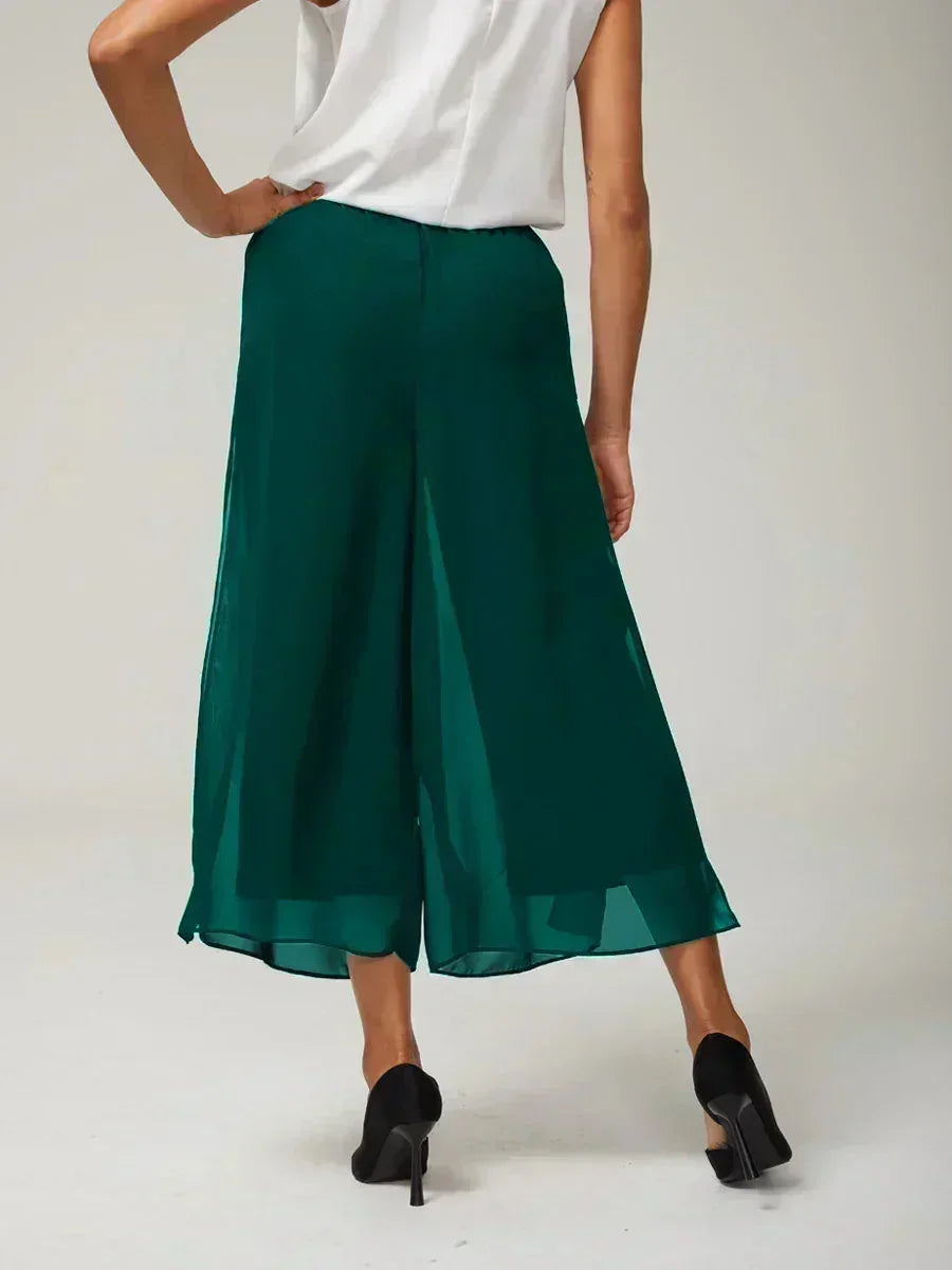 Pantalons droits courts avec une couche de chiffon