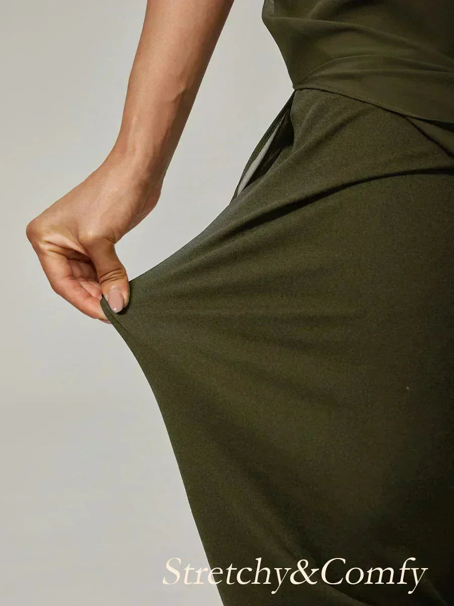 Pantalons droits courts avec une couche de chiffon
