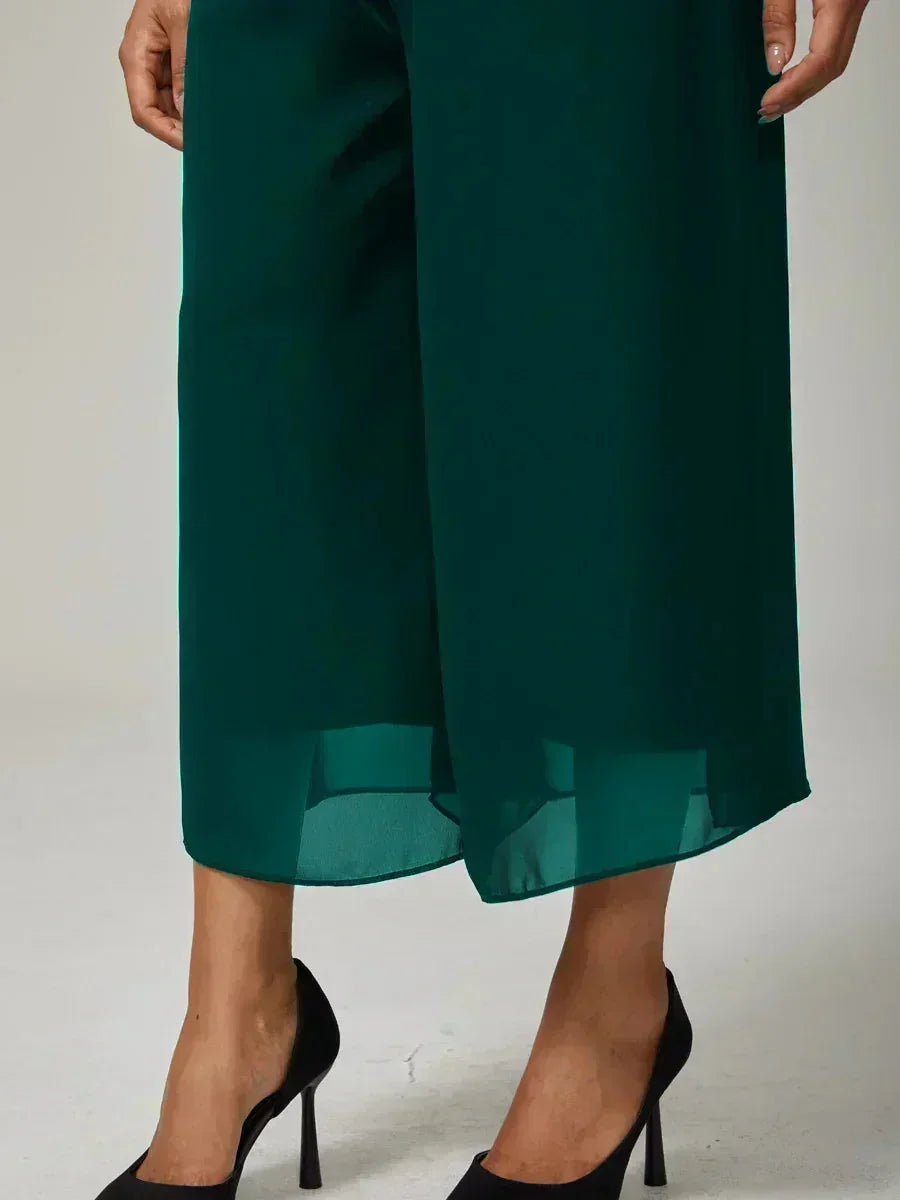 Pantalons droits courts avec une couche de chiffon