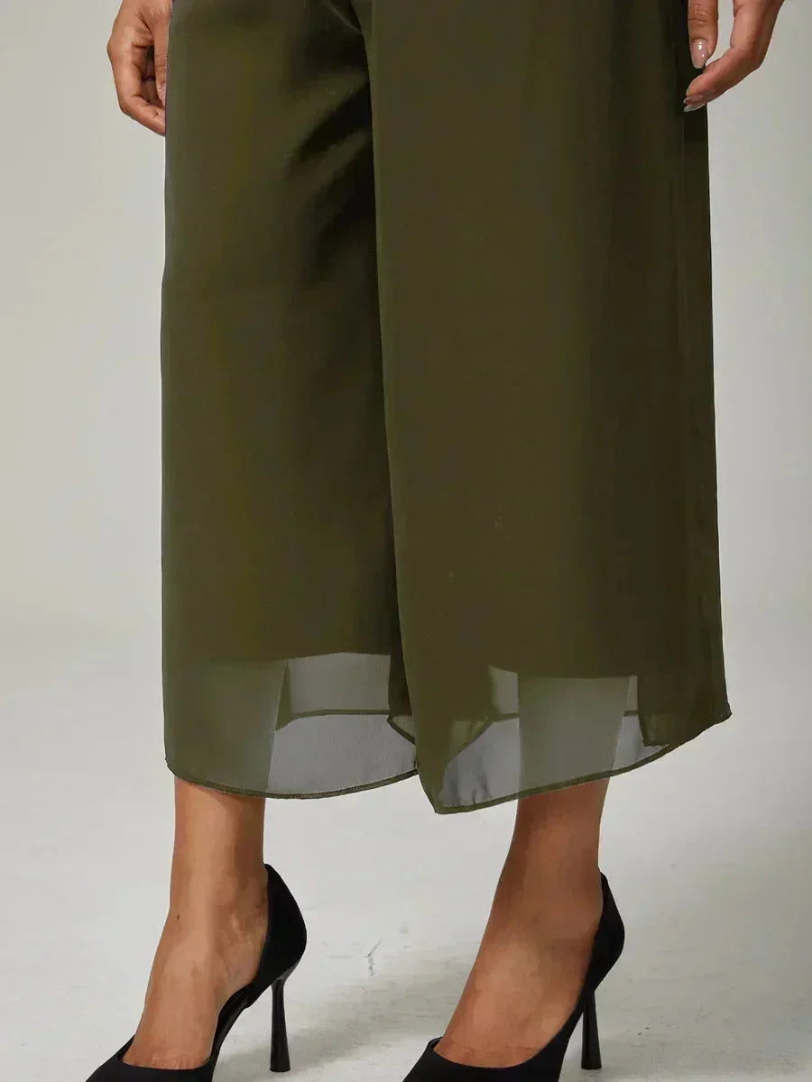 Pantalons droits courts avec une couche de chiffon
