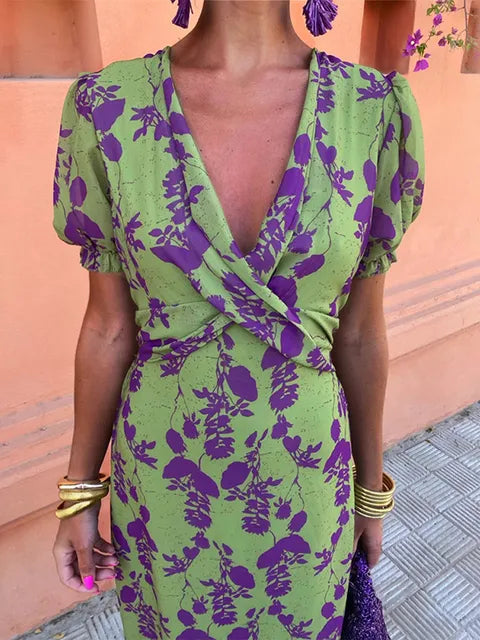 Vola - Robe midi femme avec imprimé tourné