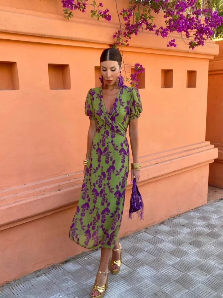 Vola - Robe midi femme avec imprimé tourné