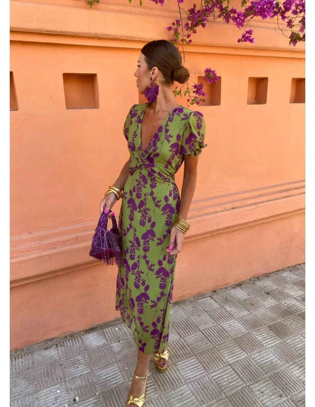 Vola - Robe midi femme avec imprimé tourné