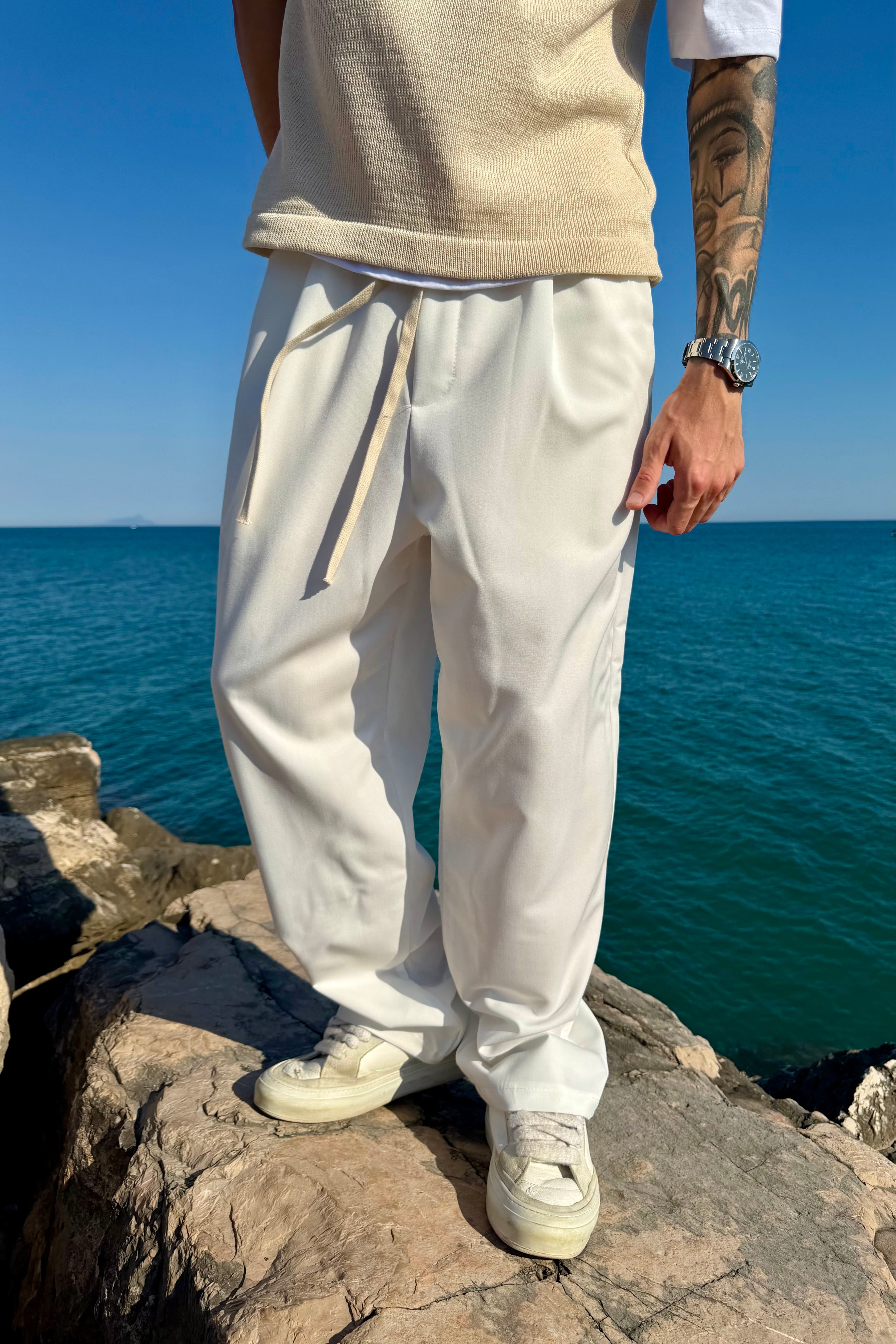 Pantalon Élégant Blanc