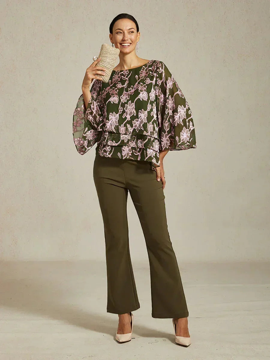 Chemise en chiffon floral avec col bateau