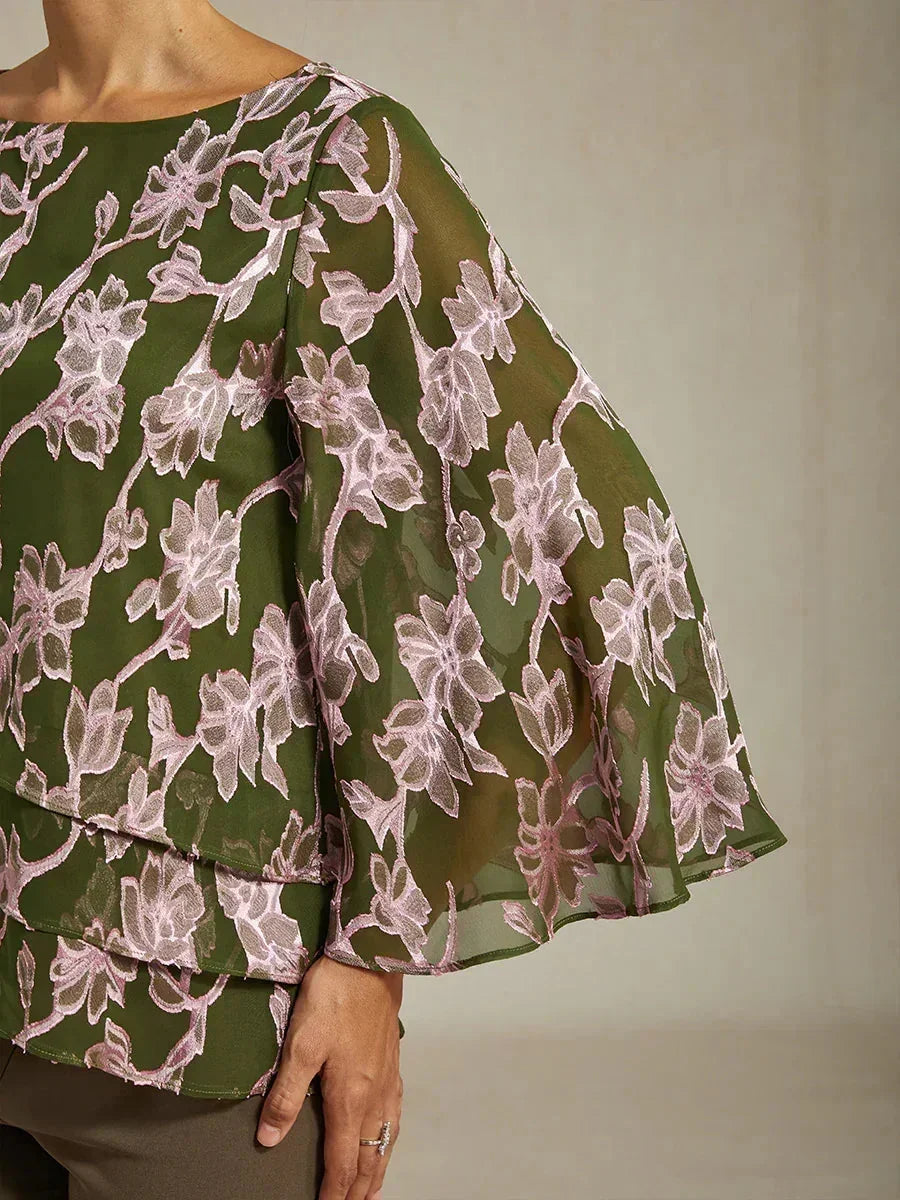 Chemise en chiffon floral avec col bateau