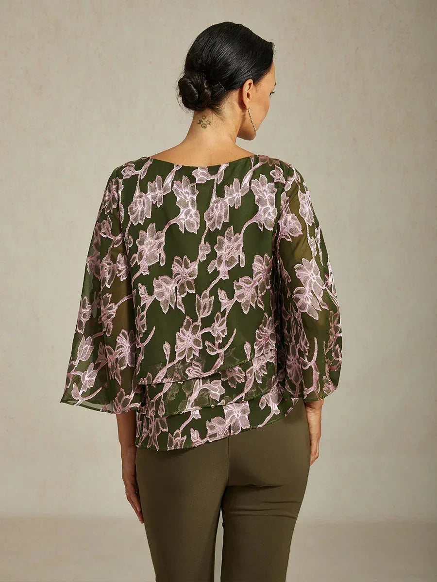 Chemise en chiffon floral avec col bateau