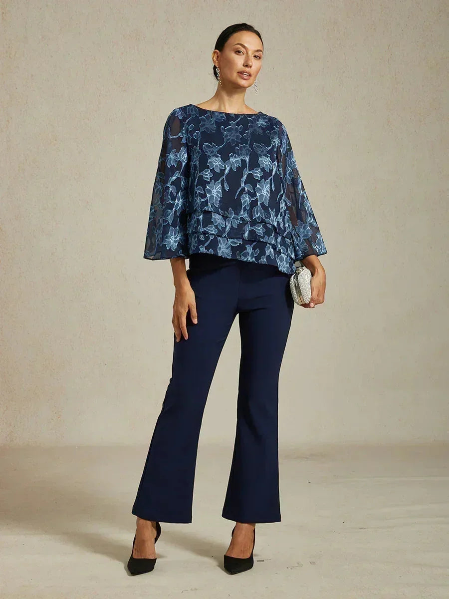 Chemise en chiffon floral avec col bateau