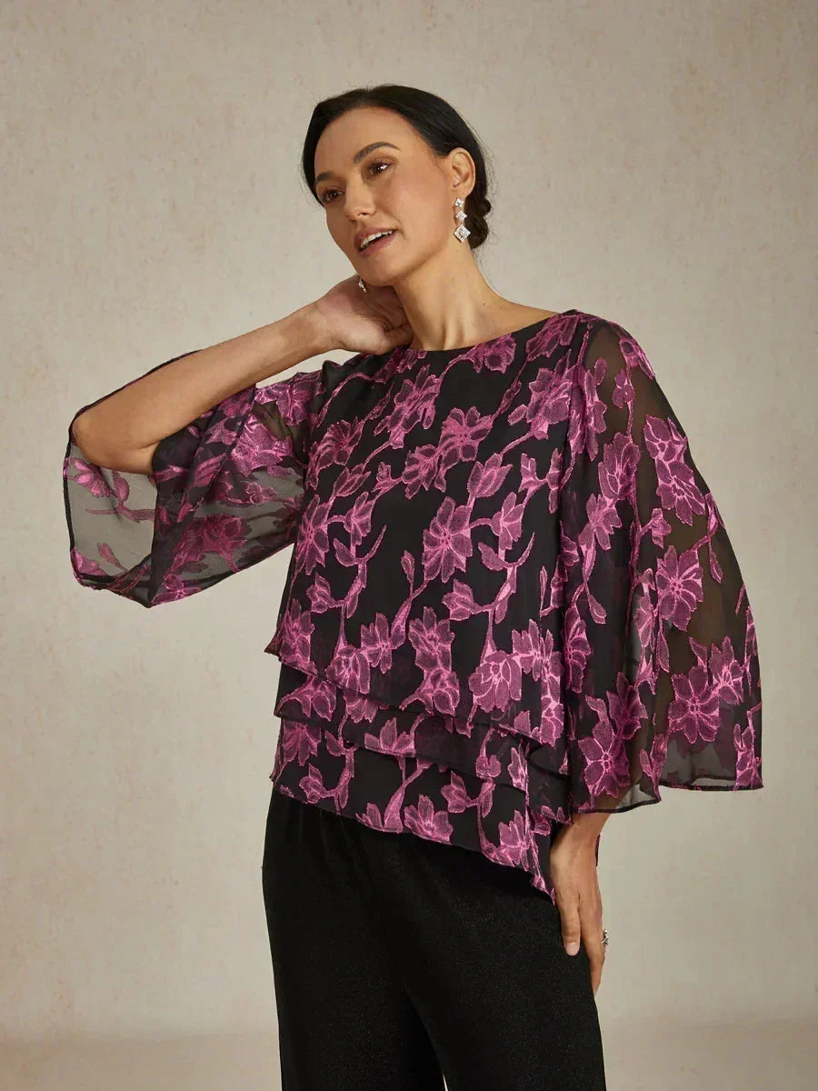 Chemise en chiffon floral avec col bateau