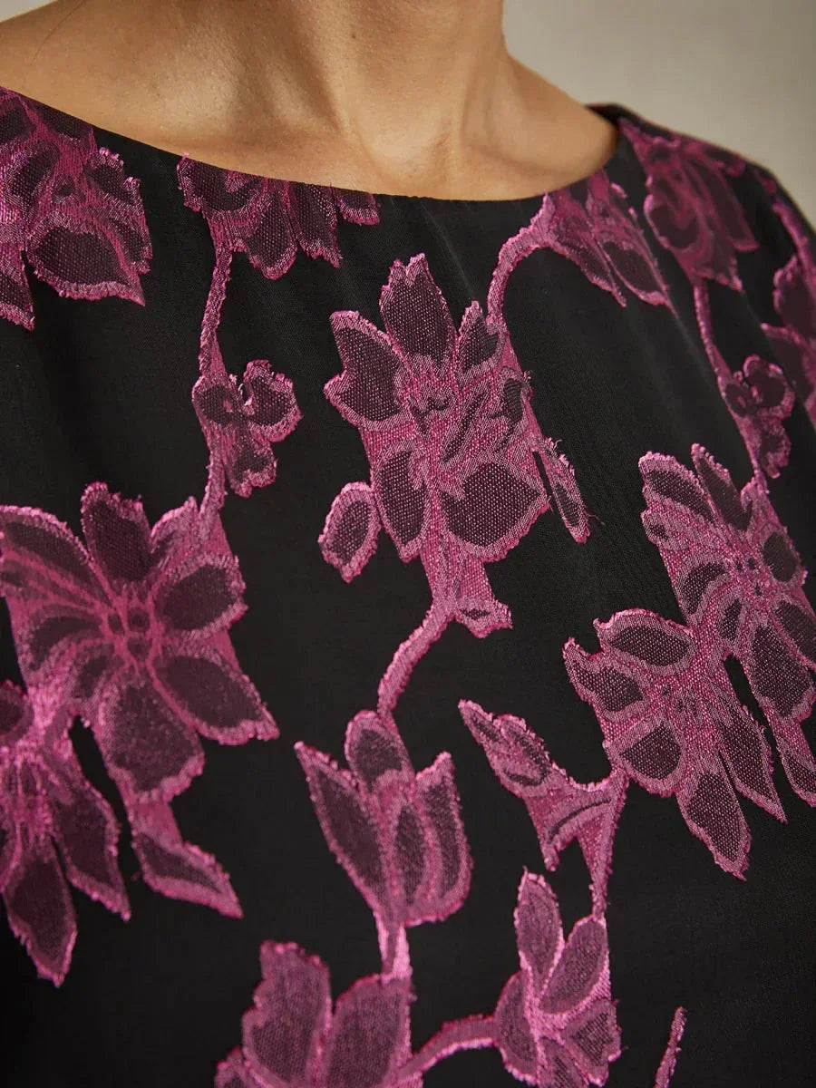 Chemise en chiffon floral avec col bateau