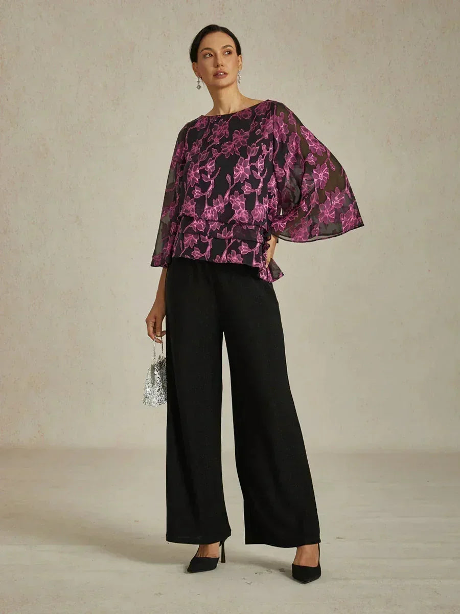 Chemise en chiffon floral avec col bateau