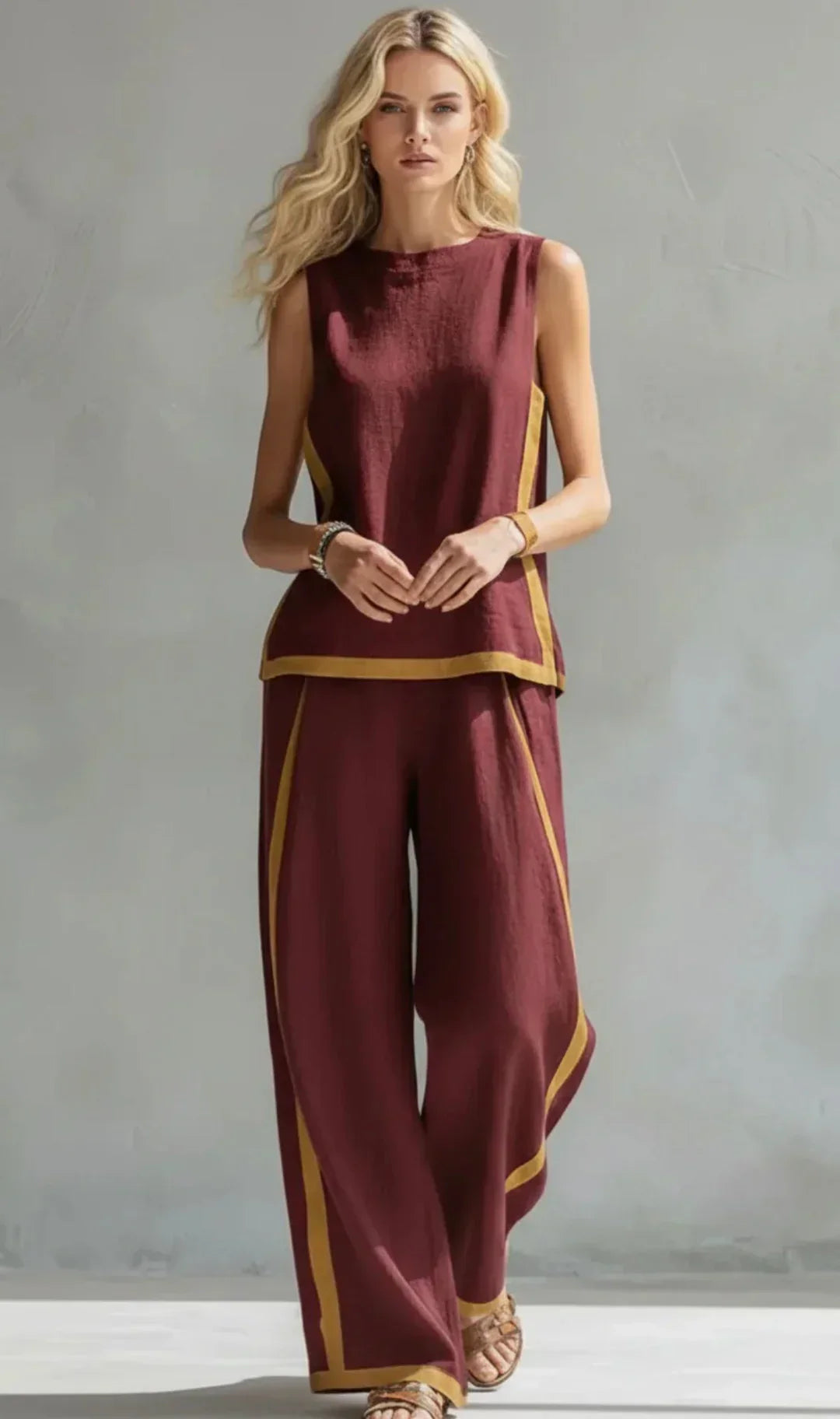 Ursula - Ensemble élégant et décontracté de veste et pantalon avec des finitions bicolores