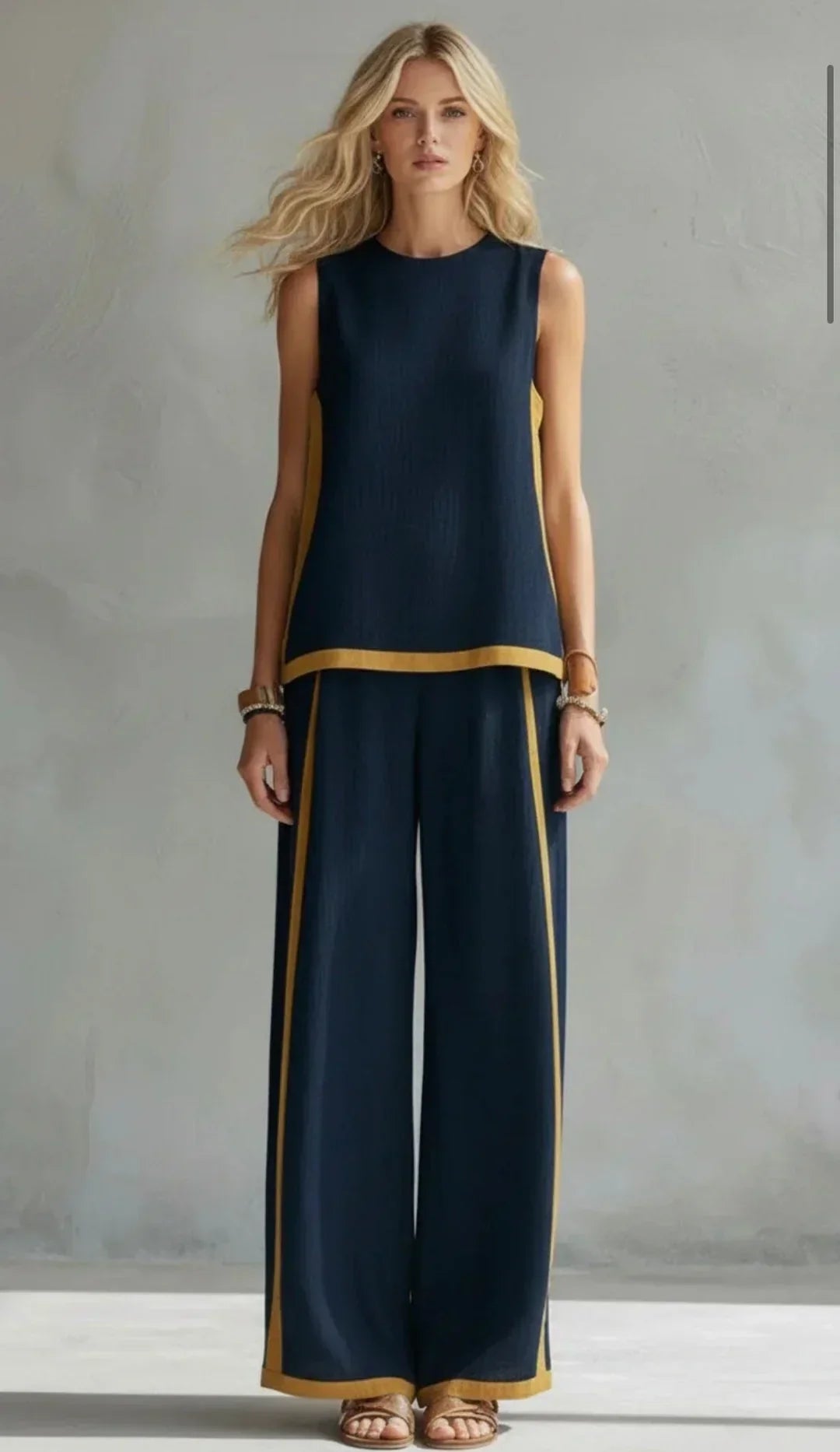 Ursula - Ensemble élégant et décontracté de veste et pantalon avec des finitions bicolores