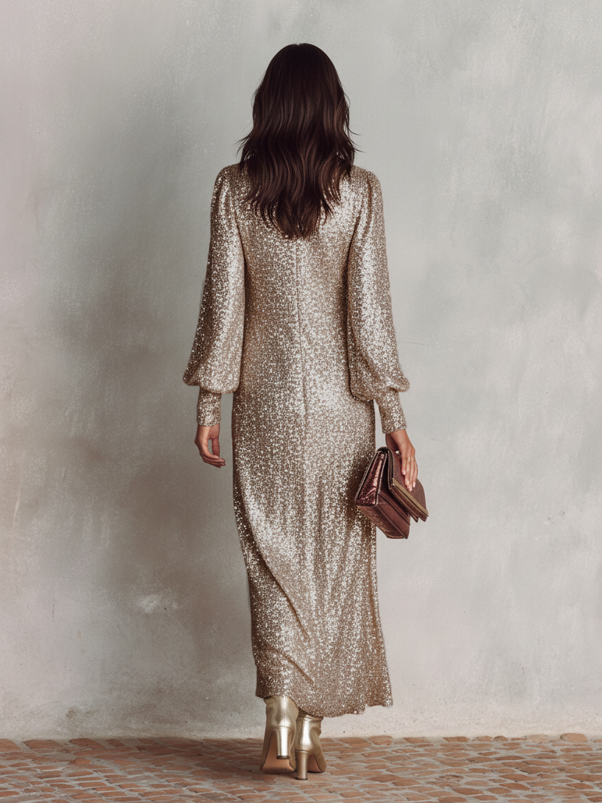 Robes maxi de soirée à col en V minimalistes pour femmes MDA1819I0Y