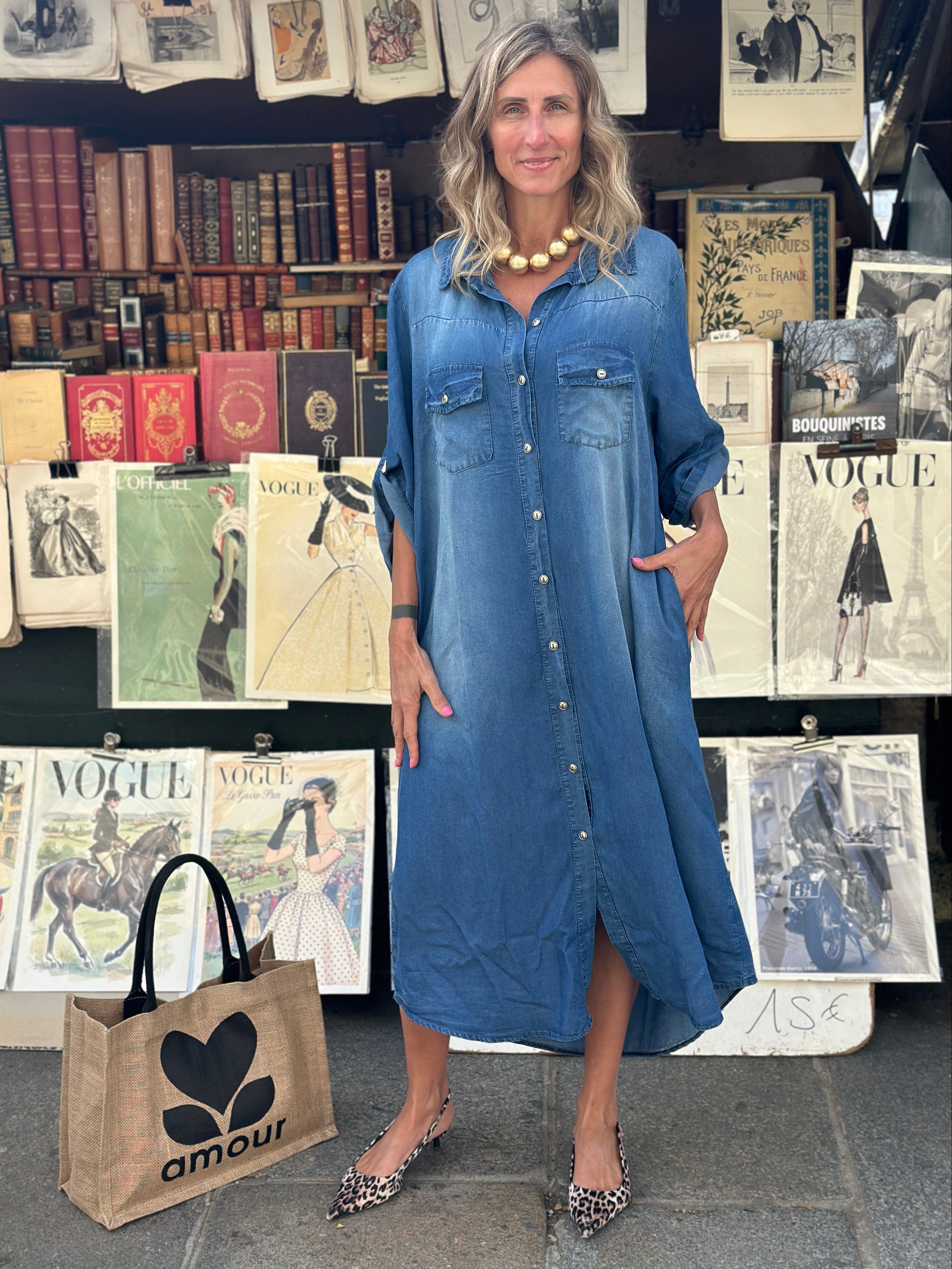Robe Tencel Saint-Tropez bleu moyen