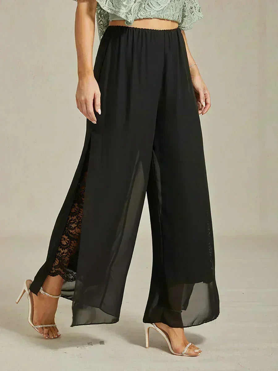 Pantalons à coupe droite avec une couche de chiffon