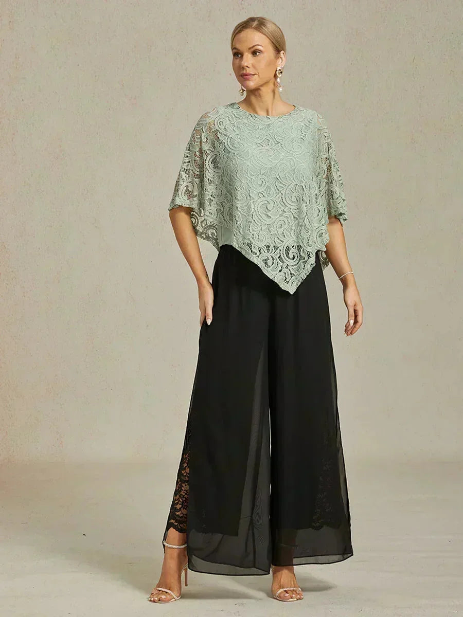 Pantalons à coupe droite avec une couche de chiffon
