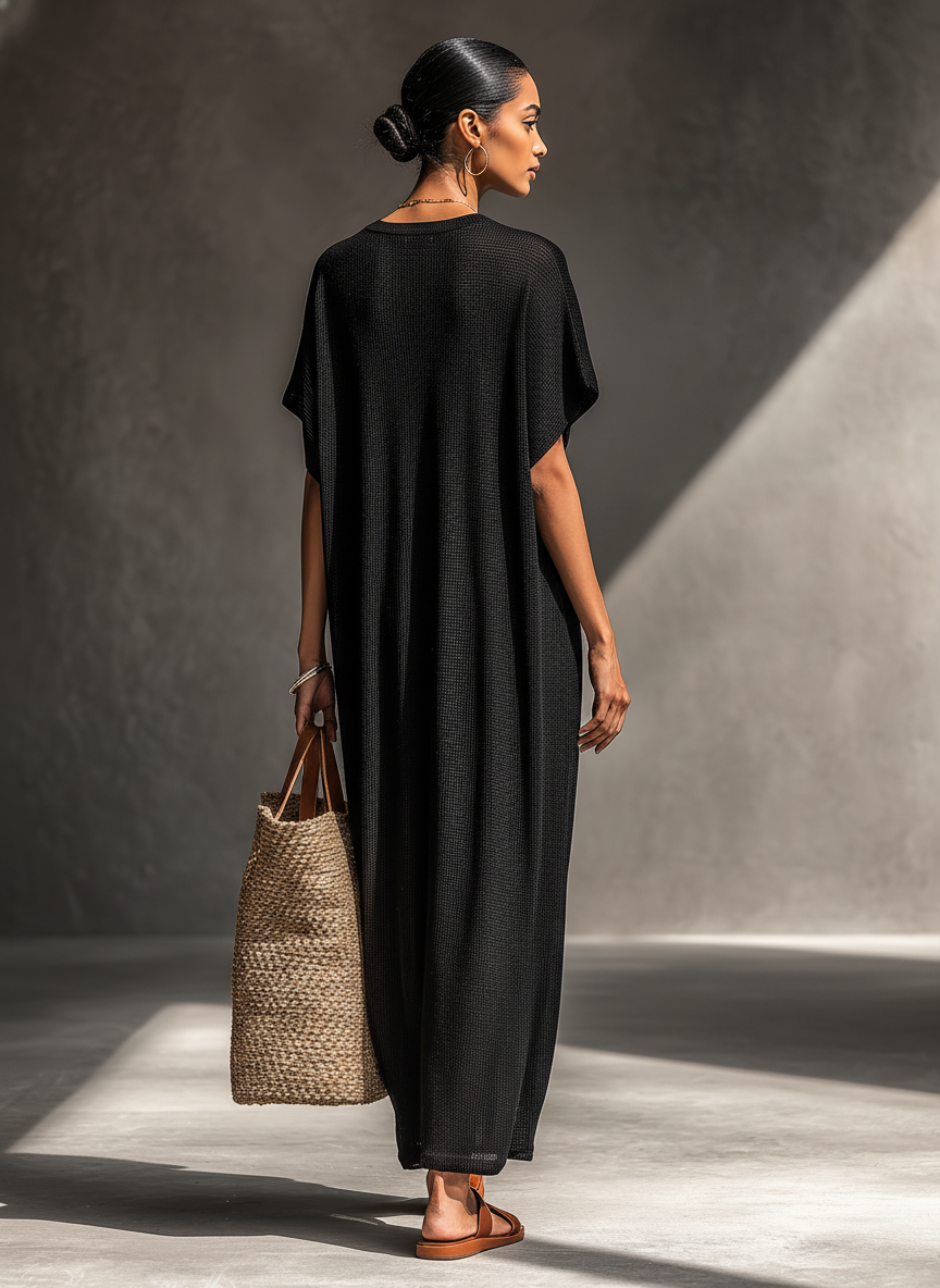 Robe maxi à manches courtes pour femmes minimalistes MDZ0911A8Y
