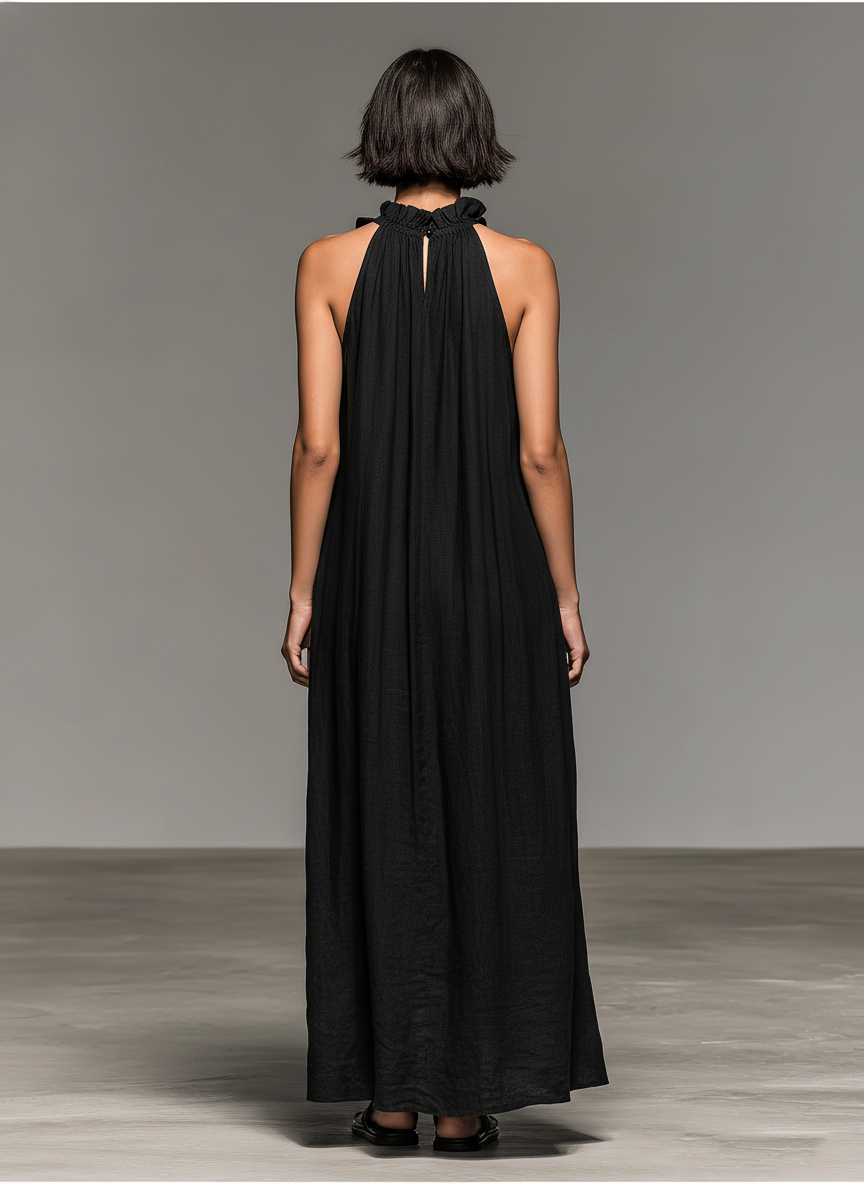 Robe maxi sans manches au design minimaliste en lin MDZ1622A0Y