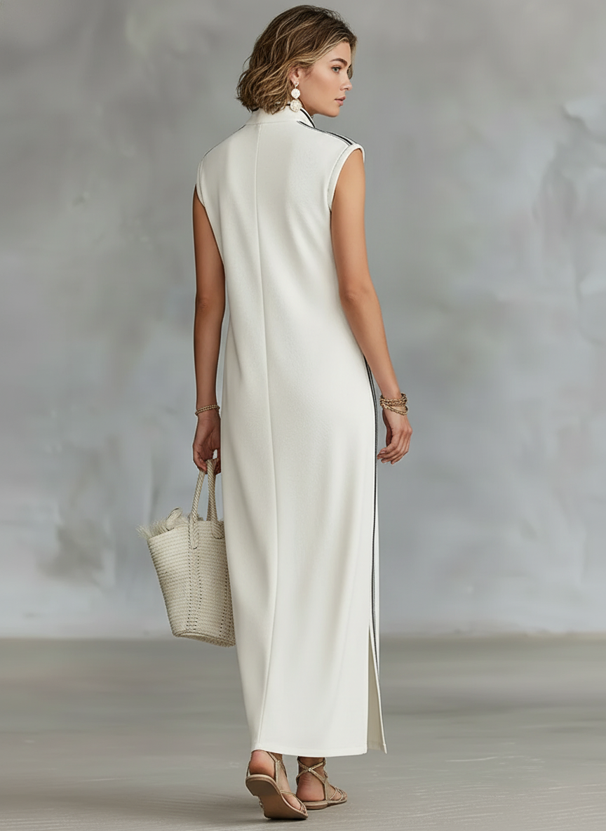 Robe maxi de style athlétique pour femmes avec manches MDZ1960C6Y