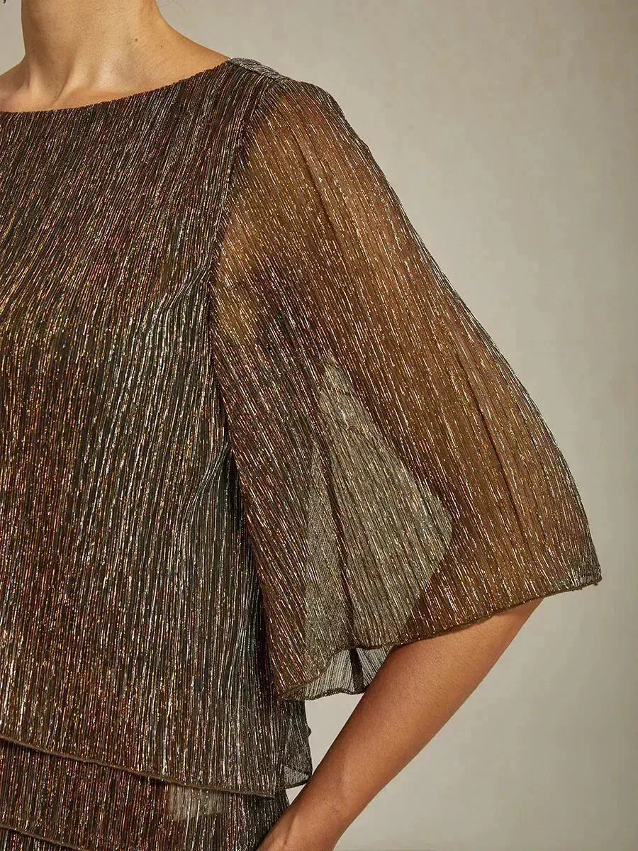 Chemise à couches asymétrique en chiffon froissé métallique
