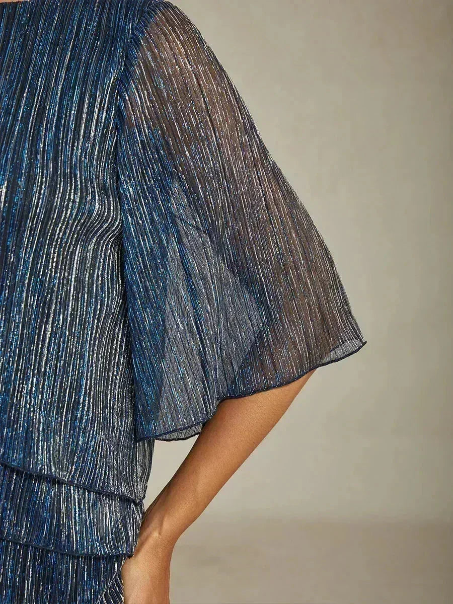 Chemise à couches asymétrique en chiffon froissé métallique