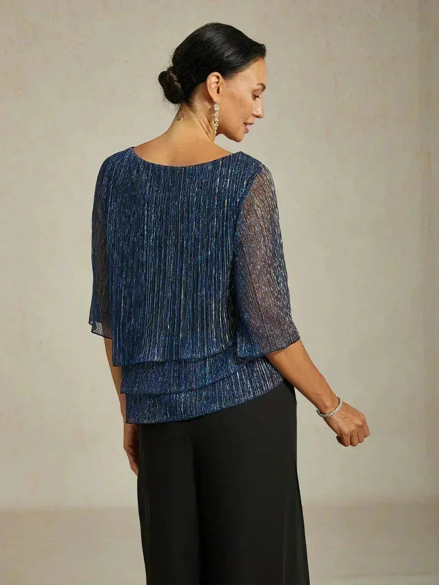 Chemise à couches asymétrique en chiffon froissé métallique