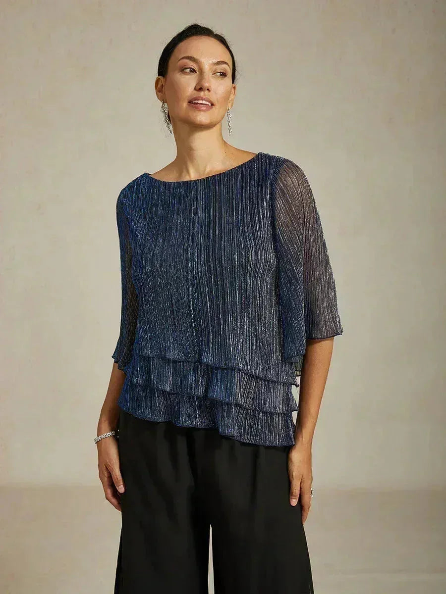 Chemise à couches asymétrique en chiffon froissé métallique