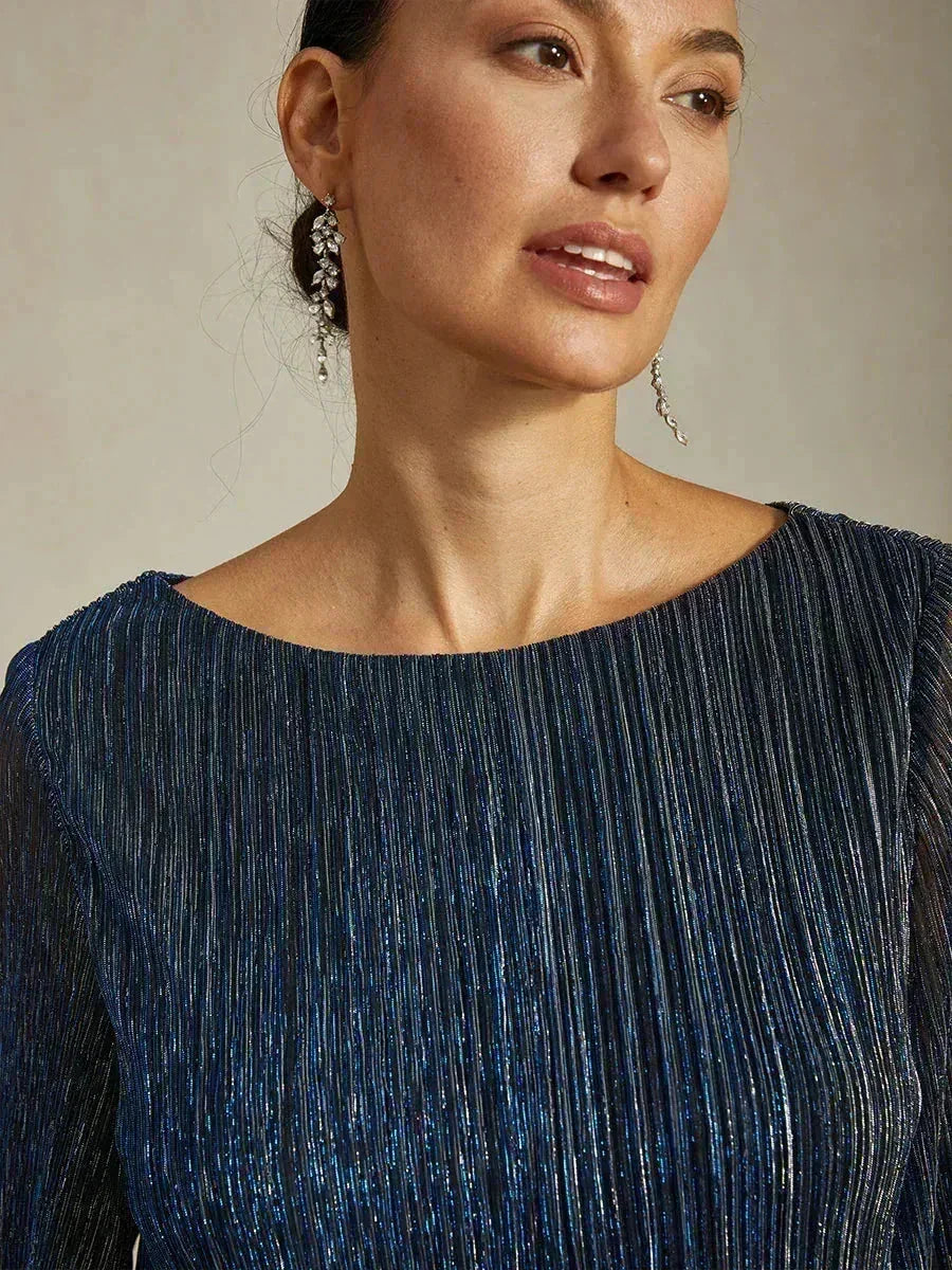 Chemise asymétrique en soie métallique plissée